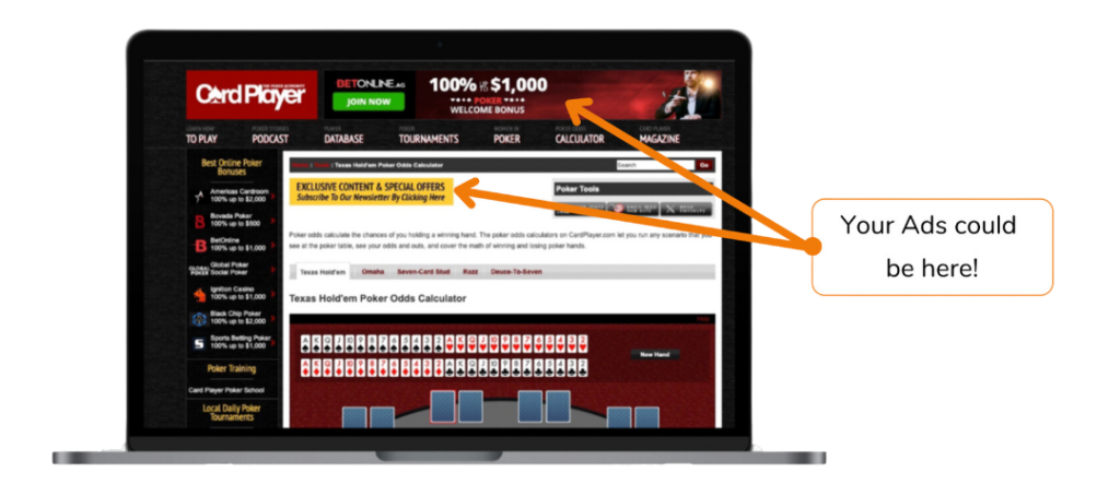 Sample poker website where your ads could run